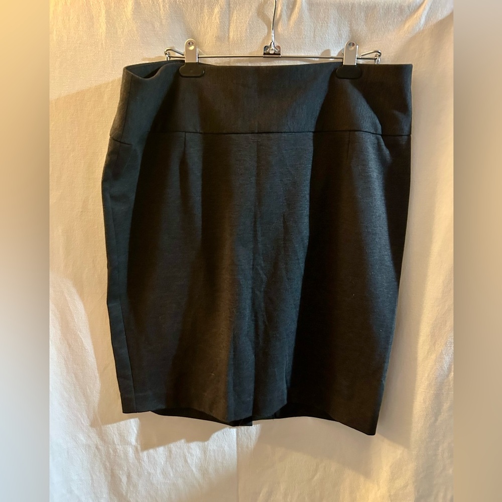 Lane Bryant Classic Dark Gray Slate Pencil Skirt W 16 Zip Stretch Business